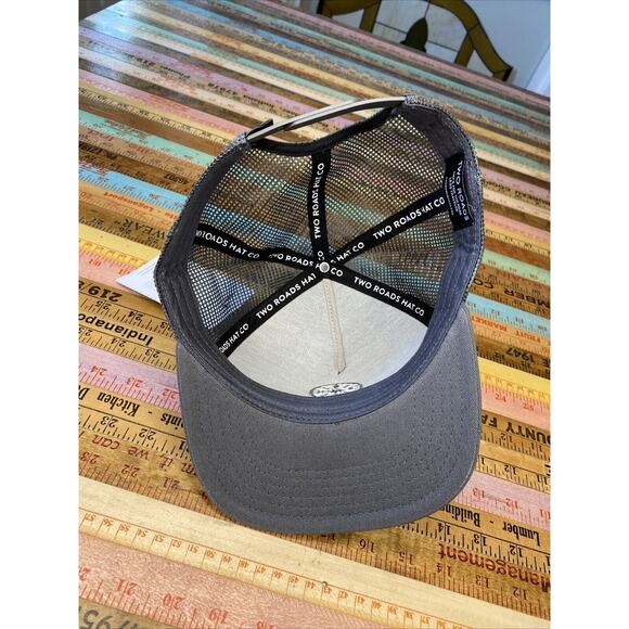 Two Roads Hat Co Snap Back Mesh Hat 5 Panel Hay Rock Cap Gray Adjustable Trucker - Picture 10 of 12